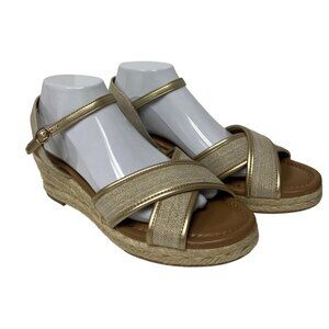 Style & Co Leah Women's Sandal Open Toe Gold Espadrille Strappy Size 9.5 NEW
